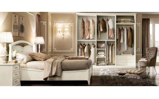 Nostalgia Bianco 4 klasszikus  olasz hálószobabútor, ágy, szekrény és éjjeliszekrény megvásárolható a Lineaflex Olasz Bútoráruházban.