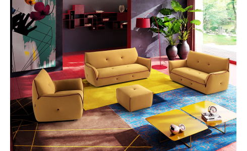 Yuki design ülőgarnitúra egy igazán figyelemre méltó fiatalos, lendületes termékcsalád, ami kizárólag a egyféle anyaggal rendelhető, mely nagyon rugalmas és merész színekben érhető el.