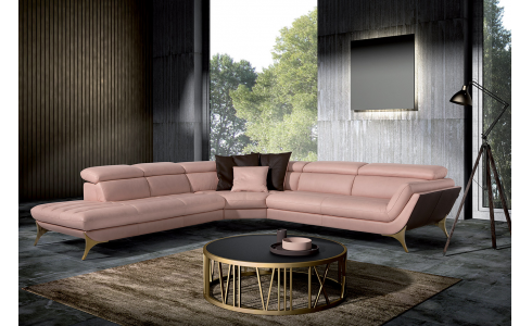 Sueli design garnitúra, állítható fejpárnákkal kecses lábakon szövet vagy bőr kivitelben rendelhető.