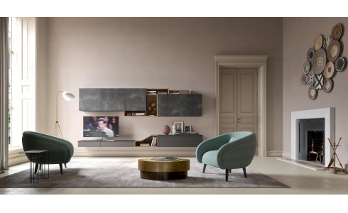 Modern, olasz függesztett nagyon jól variálható nappali bútor, mely 18 féle színben rendelhető.