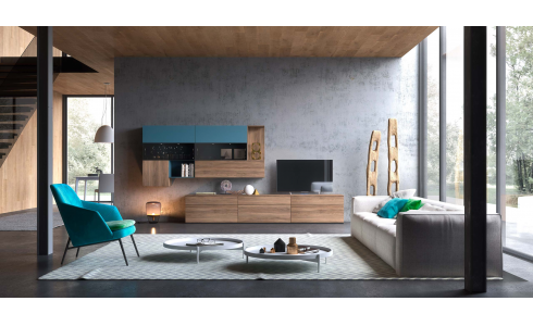 Üveges és nyitott elemekkel is kombinált modern, elemes nappali bútor, választható méretekben és színekben.