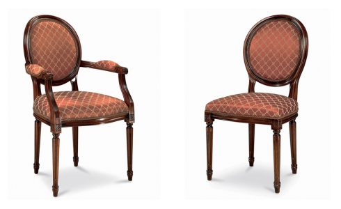 119 Luigi XVI szék kerek támlás, faragott lábú kecses szék.