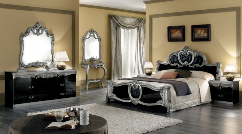Barocco Black Silver magasfényű ágy