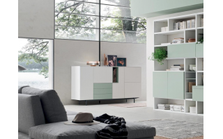 Elemekből kirakott bútor nappali vagy akár étkező része is lehet. Tetten érhető az olasz design a rafinált megoldásokban.