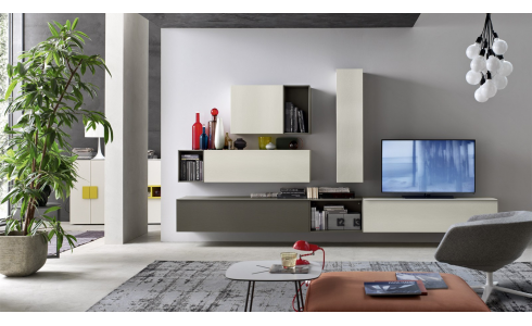 Modern olasz elemes nappali kompozíció az Orme Modulo kollekciójában rejlő lehetőségek bemutatására. Segítünk megtervezni otthonát!