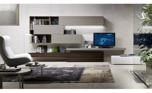 Modulo 6 exkluzív olasz elemes nappali szekrénysor az Orme Modulo kollekciójának elemeiből összeállítva. Megrendelhető a Lineaflex Olasz Bútoráruházban.