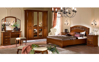 Torriani 8 tradicionális olasz hálószobabútor, ágy, szekrény, fésülködő asztal és tükör megvásárolható a Lineaflex Olasz Bútoráruház és Ágybetét Stúdióban.